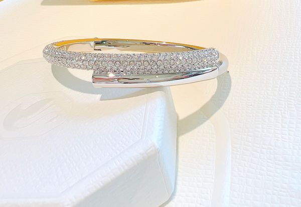  Dextera bangle Magnetic closure, White, Rhodium plated 