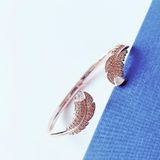  Vòng tay Swarovski Nice lông vũ màu vàng hồng size S - Swarovski Nice bangle Feather, White, Rose gold-tone plated, Size S 