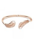 Vòng tay Swarovski Nice lông vũ màu vàng hồng size S - Swarovski Nice bangle Feather, White, Rose gold-tone plated, Size S 