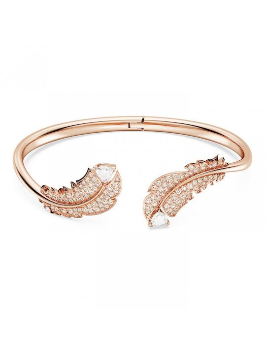  Vòng tay Swarovski Nice lông vũ màu vàng hồng size S - Swarovski Nice bangle Feather, White, Rose gold-tone plated, Size S 