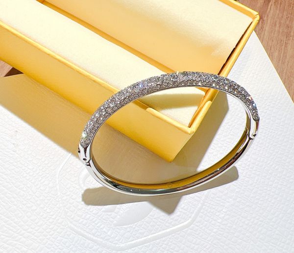  Meteora bangle Snow pavé, White, Rhodium plated 