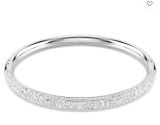  Meteora bangle Snow pavé, White, Rhodium plated 