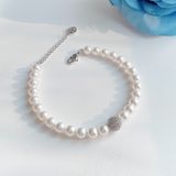  Lắc Swarovski Remix ngọc trai trắng - Swarovski Remix Collection strand White, Rhodium plated 