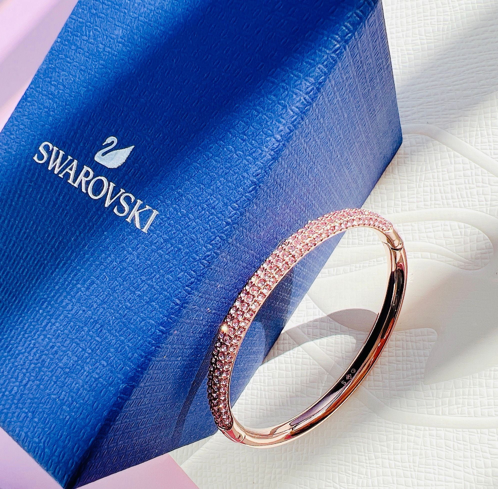  Stone bangle Pink, Rose gold-tone finish 