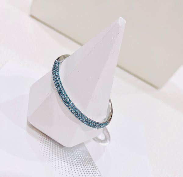  Vòng tay Swarovski Stone xanh size S - Swarovski Stone bangle Blue, Stainless Steel, Size S 