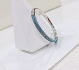  Vòng tay Swarovski Stone xanh size S - Swarovski Stone bangle Blue, Stainless Steel, Size S 
