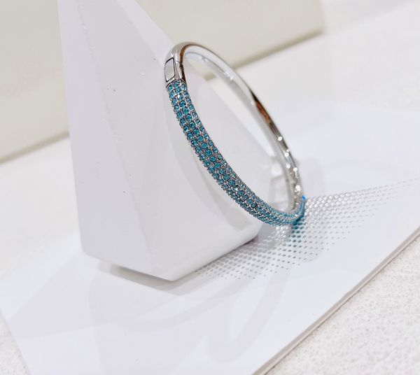  Vòng tay Swarovski Stone xanh size S - Swarovski Stone bangle Blue, Stainless Steel, Size S 