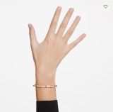  Vòng tay Swarovski Thrilling tone vàng size M - Swarovski Thrilling bangle Mixed cuts, White, Gold-tone plated 