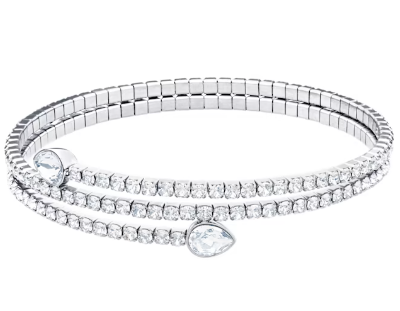  Vòng tay Swarovski Twisty (dành cho cổ tay nhỏ) - Swarovski Twisty bangle Pear cut, White, Rhodium plated 
