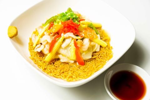五目 あんかけ 焼きそば/ Seafood Crispy Fried Noodles | Mỳ Ramen Xào Giòn Hải Sản