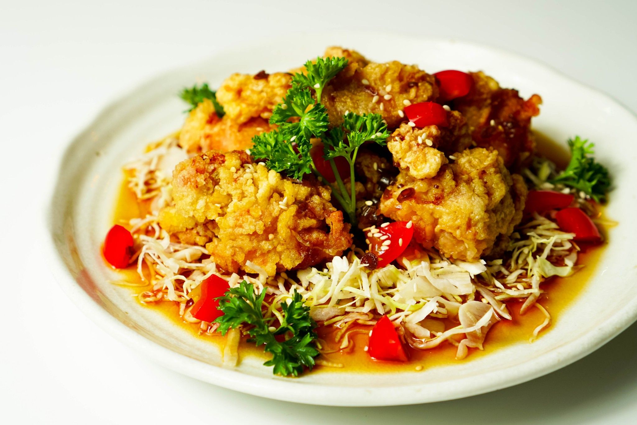 鶏唐揚げ甘酢和え/ Fried Chicken With Sweet Vinegar | Gà Lăn Bột Chiên Sốt Giấm