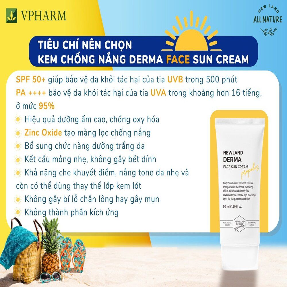  Kem chống nắng dành cho da mặt Derma Face Sun Cream SPF 50+ và PA++++ 