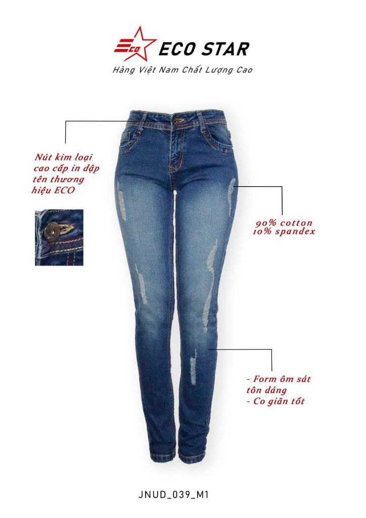 Quần Jeans Dài Nữ (JNUD-039)