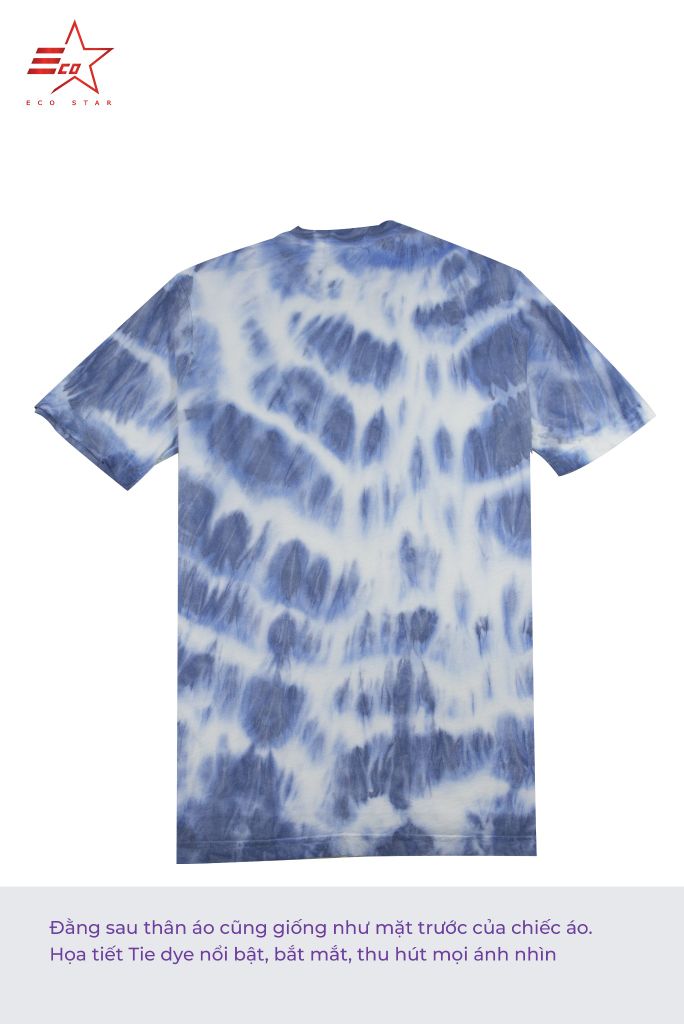 ECOSTAR, t-shirt tie dye , cổ tròn, blue,TM-010FS-M1-I0000