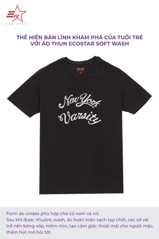 ECOSTAR, t-shirt soft wash , cổ tròn, Black, TM-009-M3-I0001