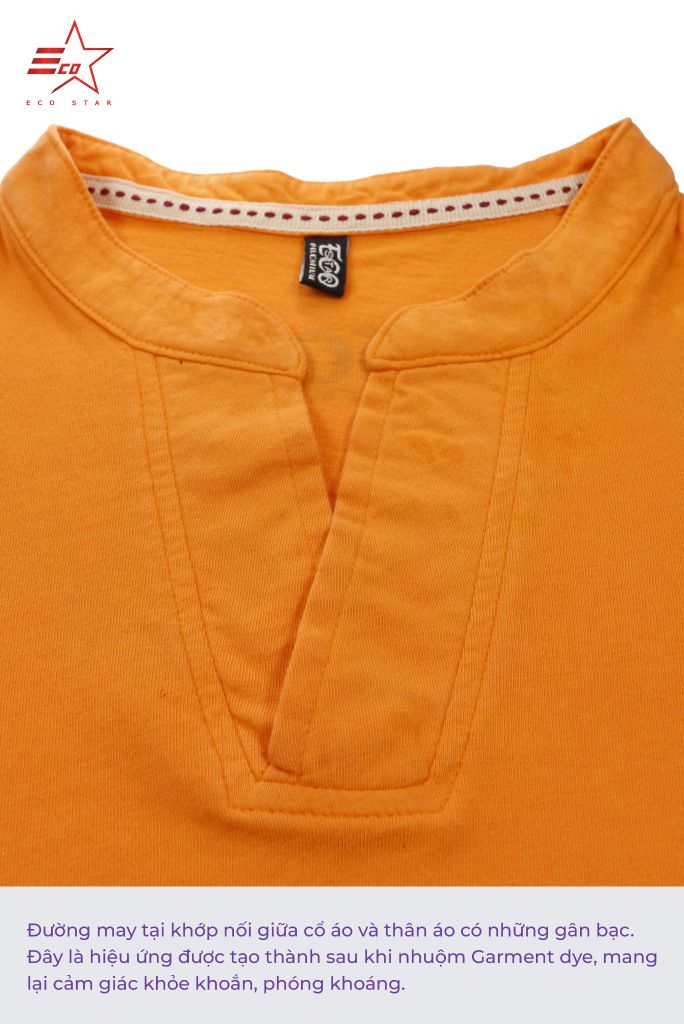 ECOSTAR, t-shirt garment dye , cổ trụ,Orange,TM-012-M3-I0003