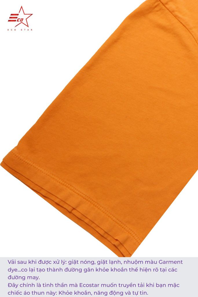 ECOSTAR, t-shirt garment dye , cổ trụ,Orange,TM-012-M3-I0003