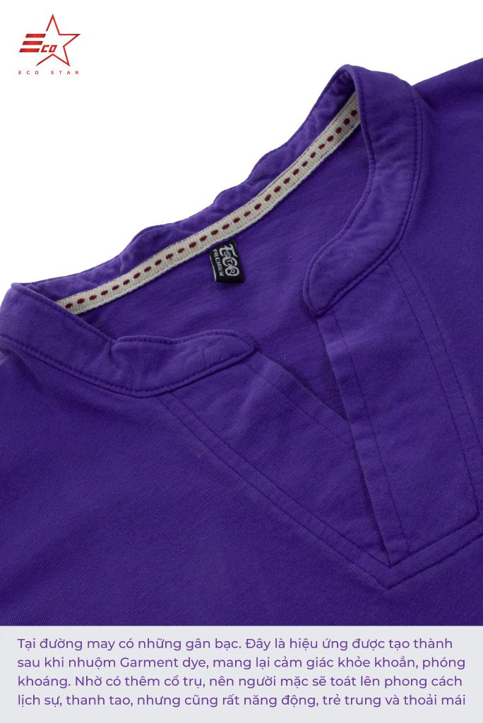 ECOSTAR, t-shirt garment dye , cổ trụ, Purple,TM-010-M5-I0002