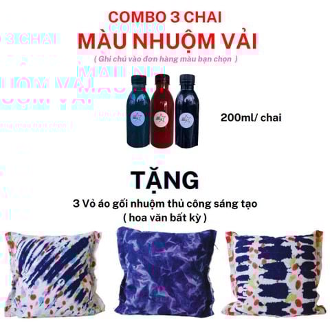 COMBO 2 CHAI MÀU NHUỘM + 2 VỎ GỐI HANDMADE TỪ ECOSTAR