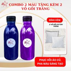 Combo 2 chai Màu Nhuộm Vải Ecostar + Tặng 2 Vỏ gối Trắng - Phục Hồi Áo Cũ, Pha Màu Sáng Tạo