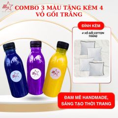Combo 3 Chai Màu Nhuộm Vải Ecostar + Tặng 4 Vỏ Gối Trắng (40x40cm)  Cho Người Mê Handmade, Sáng Tạo Thời Trang