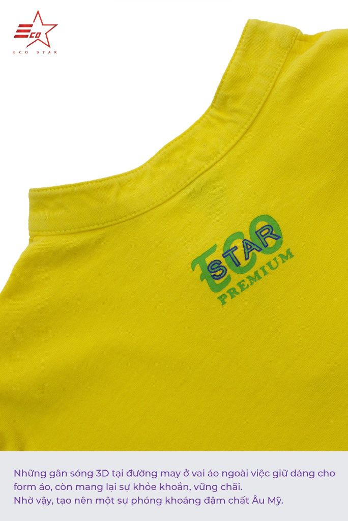 ECOSTAR, t-shirt garment dye , cổ trụ, Yellow,TB-008-M4-I0001