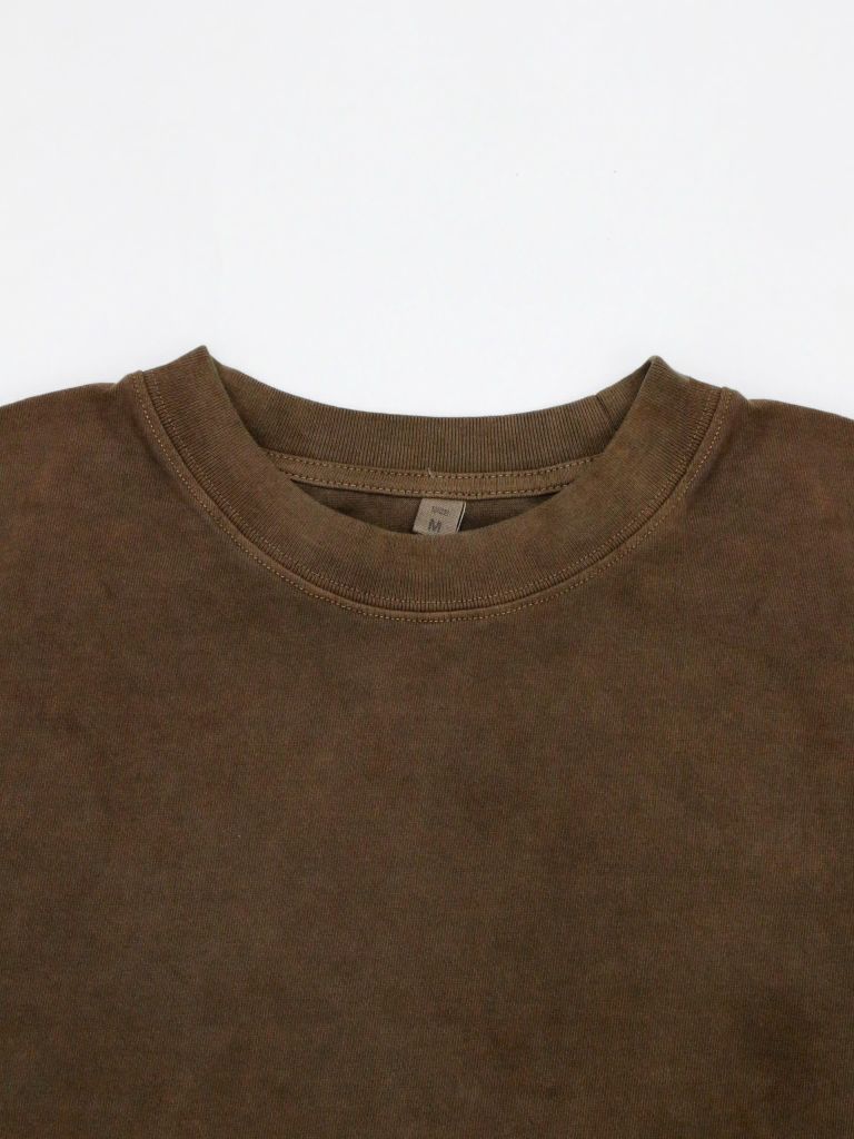 Áo phông nam Garment Dye form boxy (nâu rêu)