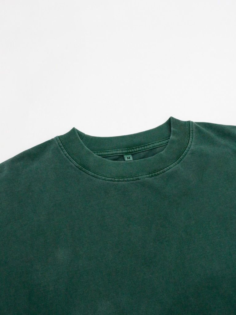 Áo phông nam Garment Dye form suông (Xanh lá)
