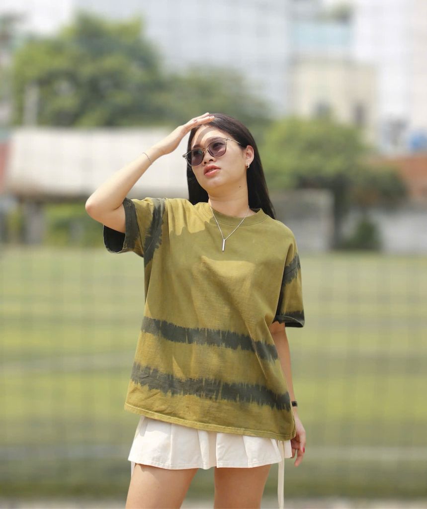 Áo phông nhuộm Tie Bleach form boxy (Xanh lá)