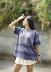 Áo phông nhuộm Tie Bleach form boxy  (Xanh navy)