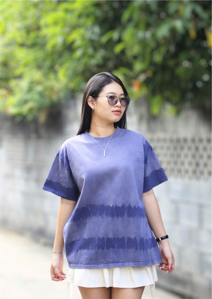 Áo phông nhuộm Tie Bleach form boxy  (Xanh navy)