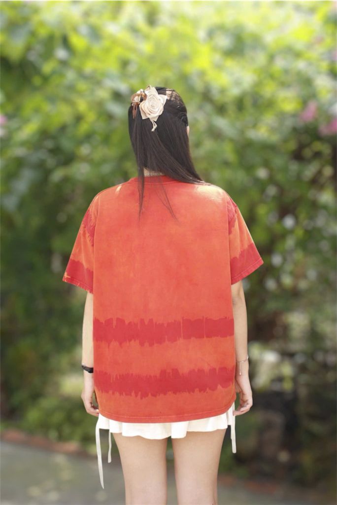 Áo phông nhuộm Tie Bleach form boxy  (Cam)