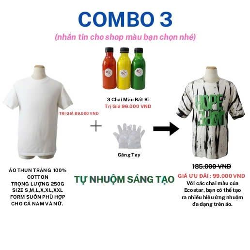 COMBO 3- MUA 3 CHAI MÀU NHUỘM TẶNG 1 ÁO THUN TRẮNG UNISEX (TRỌNG LƯỢNG VẢI 250 GRAM)