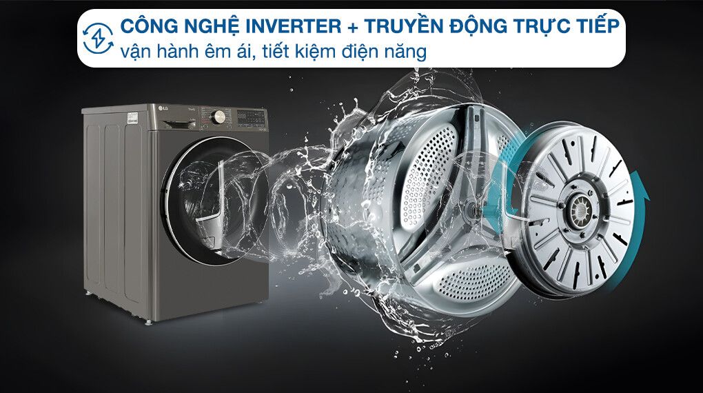 Máy giặt lồng ngang LG Inverter 14Kg + sấy 8Kg FV1414H3BA