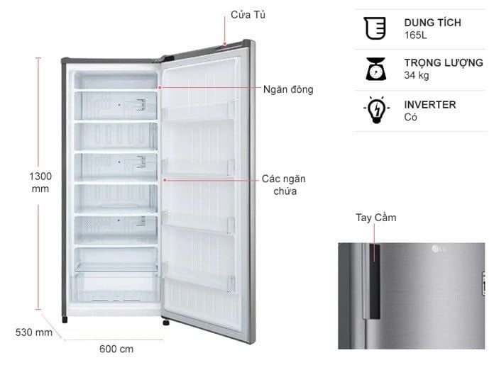 Tủ đông LG Inverter 165 Lít GN-F304PS