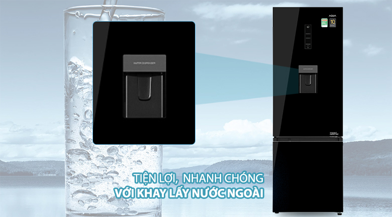 Tủ lạnh Aqua Inverter 320 lít AQR-B379MA(WGB) - Lấy nước bên ngoài