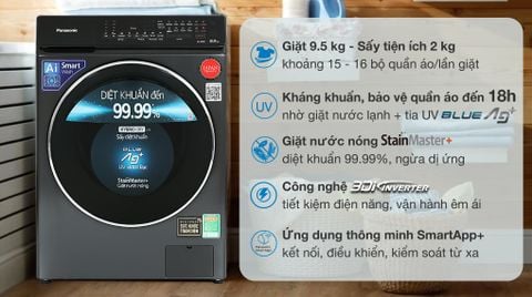 Máy giặt Panasonic Inverter 9.5kg NA-V95FR1BVT