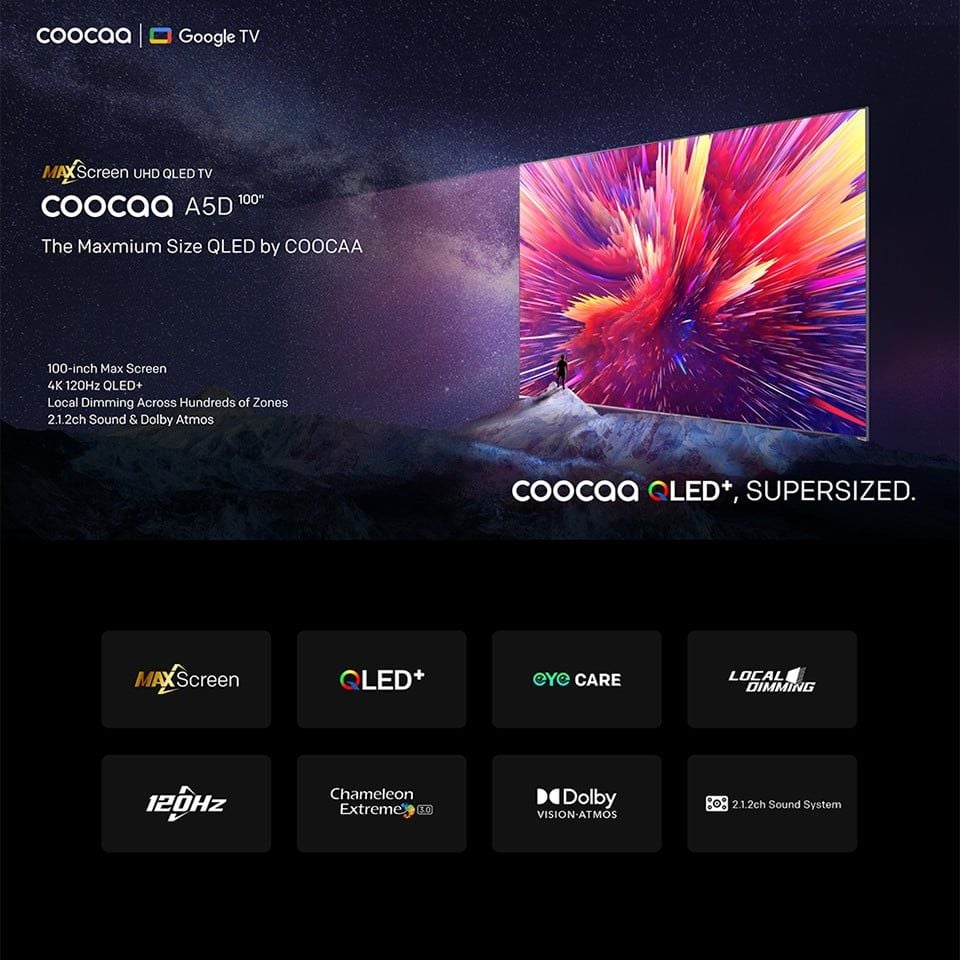 Google Tivi Coocaa 100A5D 4K QLED 100inch