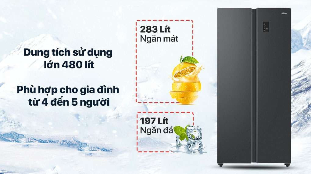 Tủ lạnh Aqua Inverter 480 lít AQR-S480XA(BL) - Dung tích 480 lít