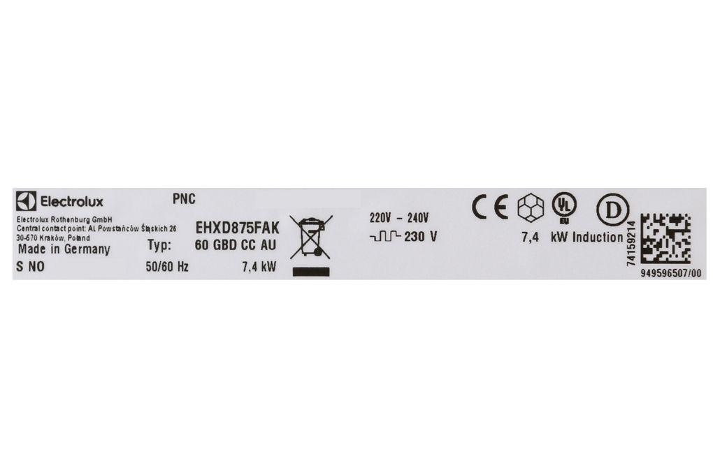 Bếp từ 4 vùng nấu lắp âm Electrolux EHXD875FAK