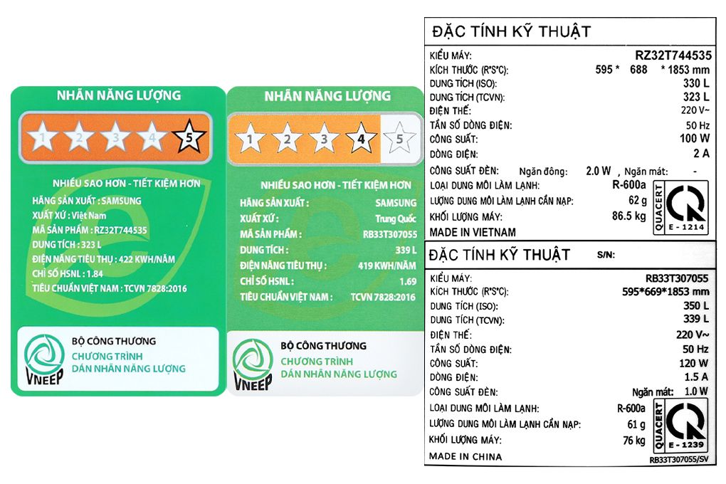 Combo Tủ lạnh Samsung RZ32T744535/SV & RB33T307055/SV