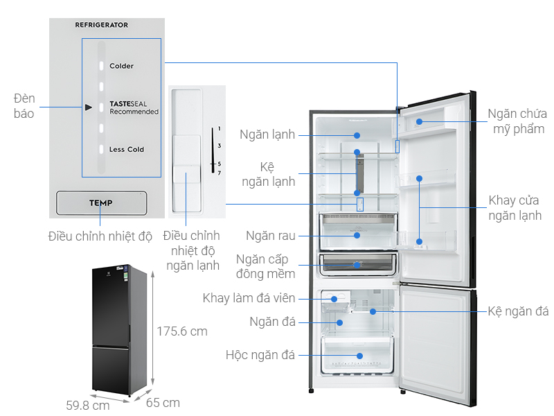 Tủ lạnh Electrolux Inverter 335 Lít EBB3702K-H