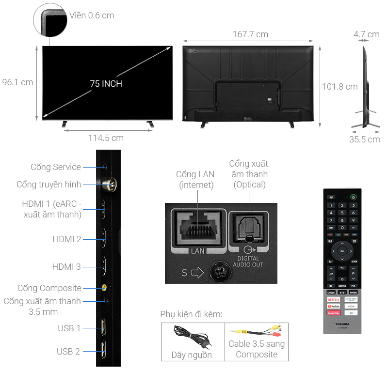 Google Tivi Toshiba 4K 75 inch 75C350LP