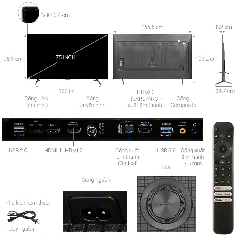 Google TV TCL 4K 75 inch 75P79B Pro