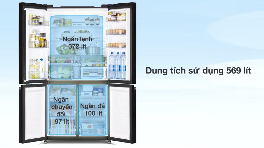 Tủ lạnh Hitachi Inverter 569 lít Multi Door R-WB640VGV0 GMG