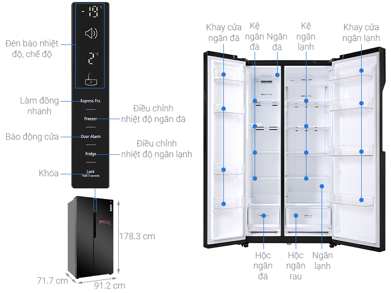 Tủ lạnh LG Inverter 613 lít GR-B247WB