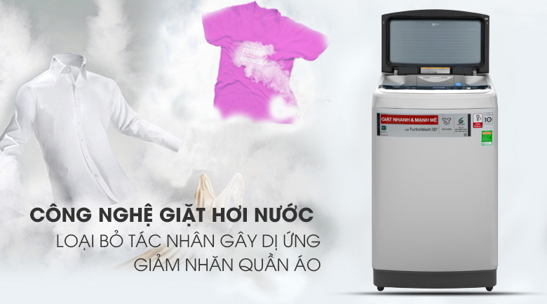 Tính năng hơi nước loại các tác nhân gây dị ứng cho da - Máy giặt LG Inverter 12 kg TH2112SSAV