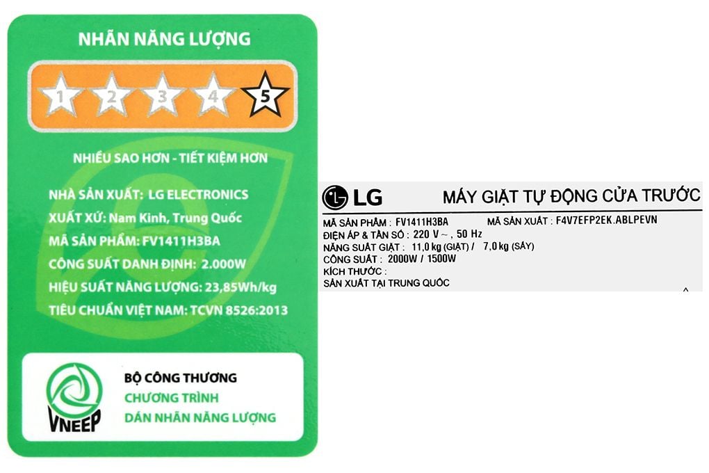 Máy giặt sấy LG Inverter 11 kg FV1411H3BA