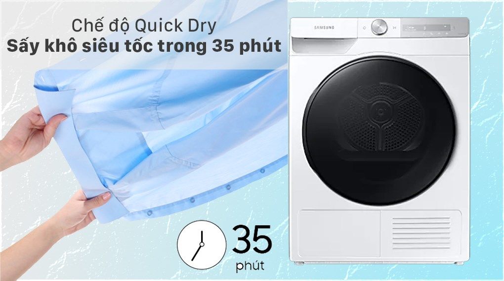 Máy sấy bơm nhiệt Samsung 9 kg DV90T7240BH/SV