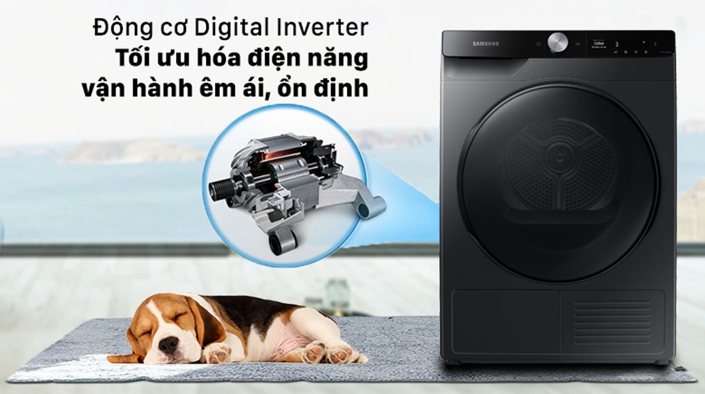 Máy sấy bơm nhiệt Samsung 9 Kg DV90T7240BB/SV